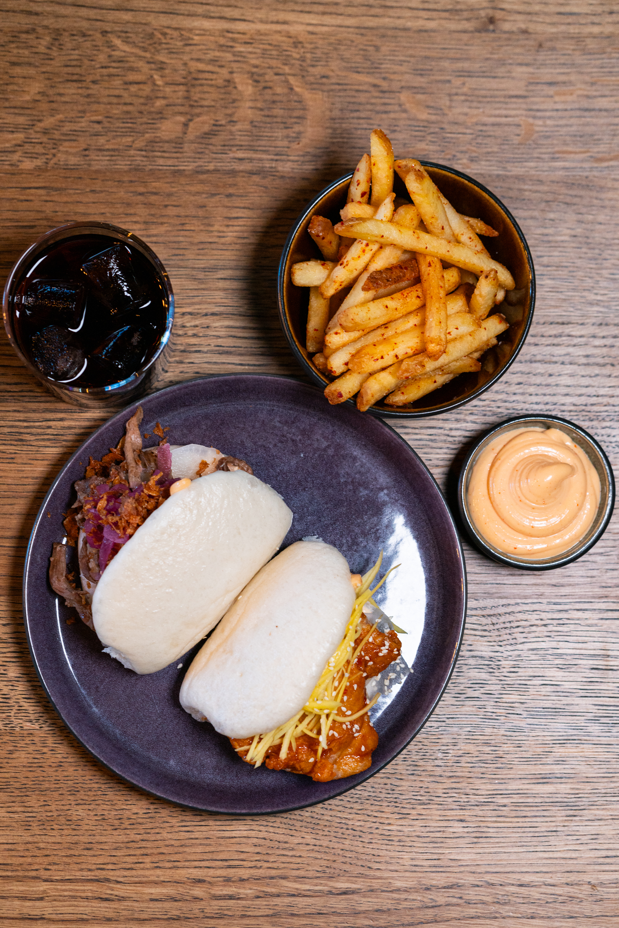 Two baos and fries 